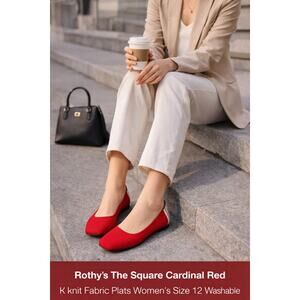 Rothy’s The Square Cardinal Red Knit Ballet Flats Women’s Size 12 Washable